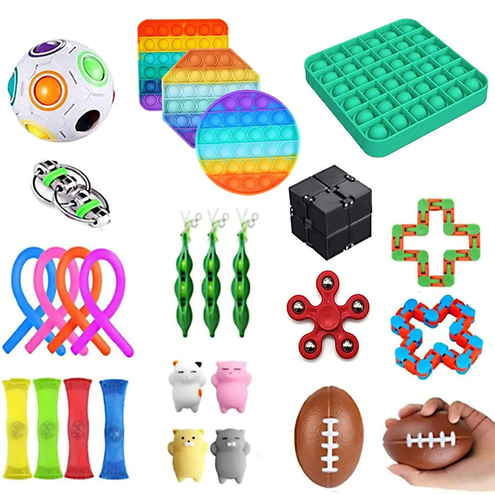 Jouet Antistress Sensory Toy Set Popit Fidget Regenboog Sleutelhanger Pack Mash And Marble Push Bubble For Autisme Speelgoed enlarge