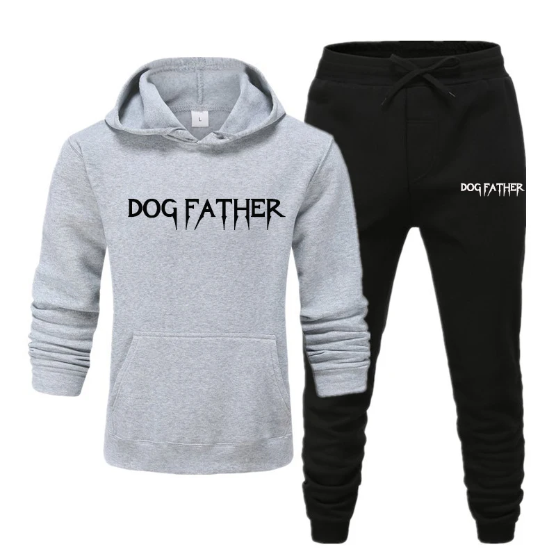 2020 Hot Brand Men's Pullover Hooded Autumn/Winter Sets Dog Father Letter Printed Hoodies Sweatpants Two Pieces Set Tracksuit | Мужская
