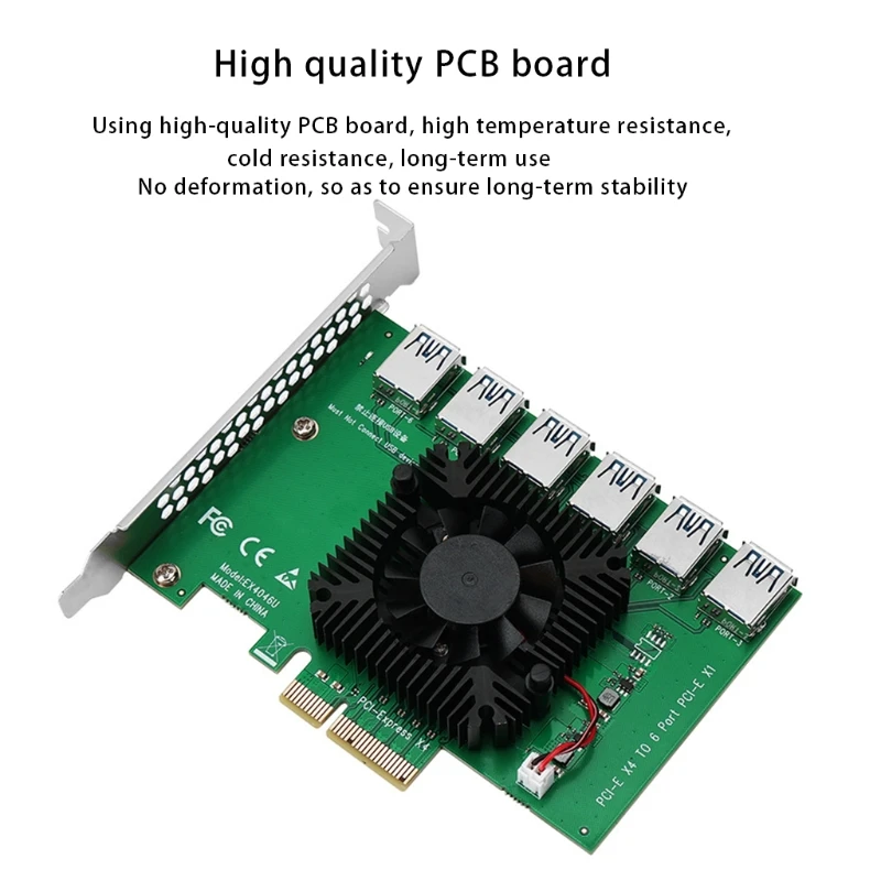 

Переходная плата PCI Express X4 от 1 до 6, адаптер для майнинга BTC майнинга, закрепленная в печатной плате, Защита окружающей среды