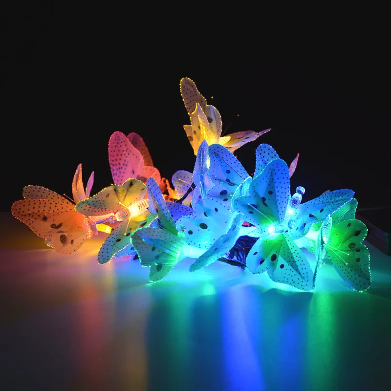 

12/20 LED Solar Butterfly String Lights Waterproof Outdoor Garden Light Colorful fairy string lights for Christmas Holiday Lawn