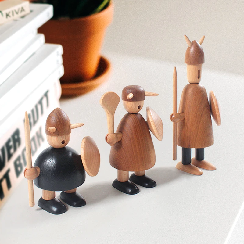 Резьба по дереву Викинги оригинальные домашние украшения Твердые из дерева