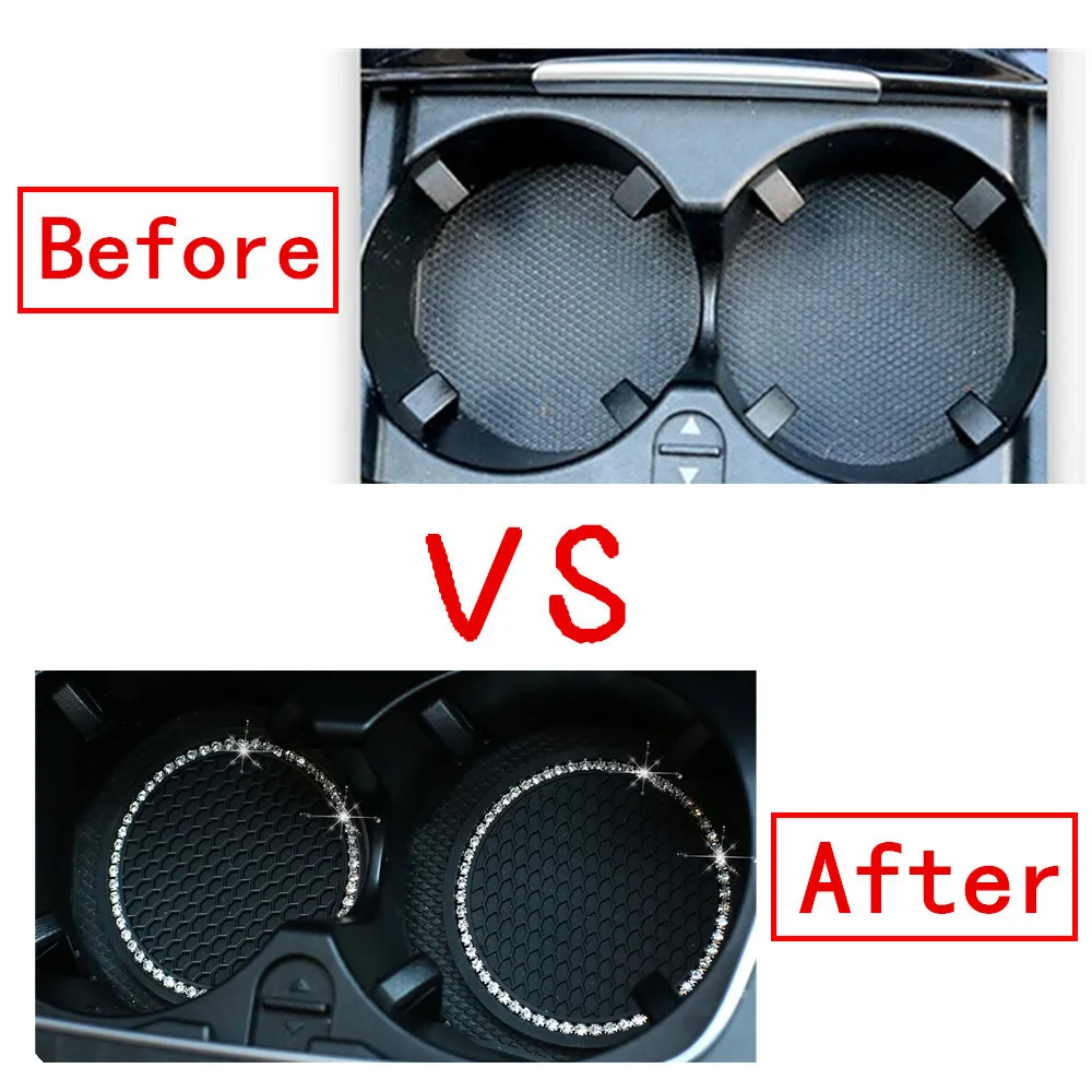 

Crystal Rhinestone Car Coaster Silicone Car Anti-skid Pad for Water Cup Bottle Holder Non-slip Car Mat for Car Interior Decor