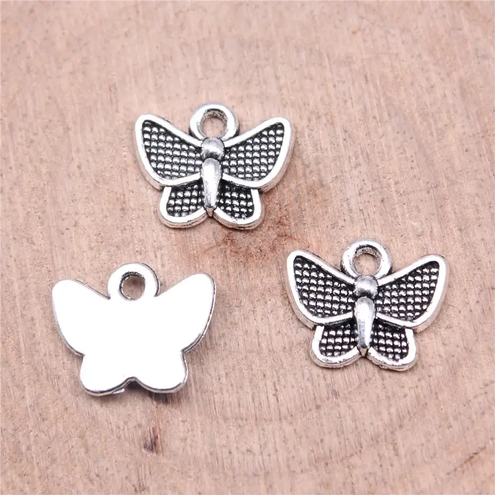 

Butterfly Charms For Jewelry Making Findings Handmade DIY Craft 20pcs Antique Silver Color 13x10mm