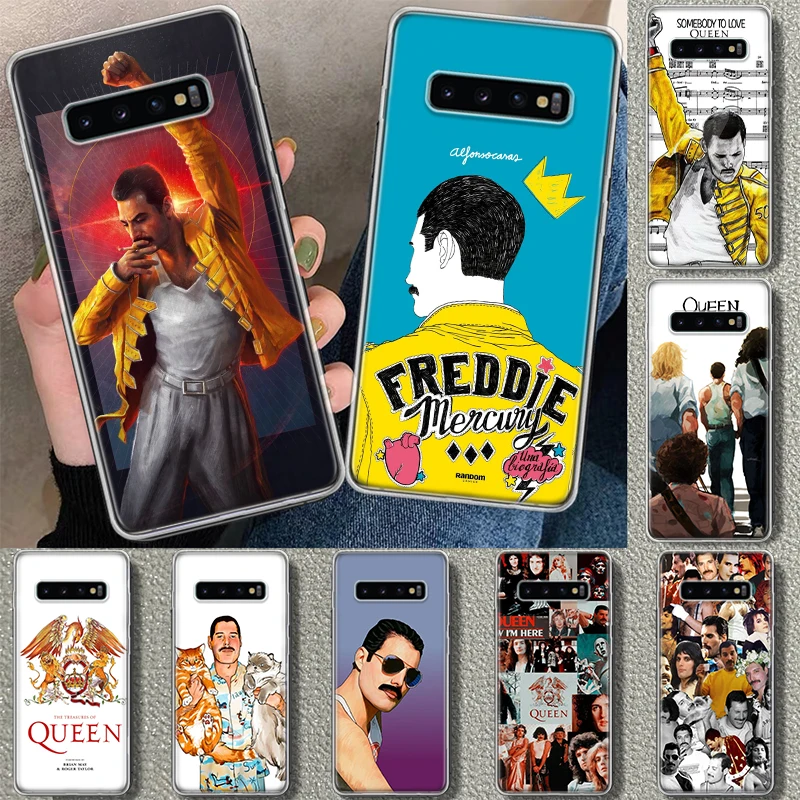 Freddie Mercury Queen Band Phone Case Cover For Samsung Galaxy S10 S20 S22 S23 S21 FE Ultra S10E S9 S8 Plus + S7 Edge Lite Coque