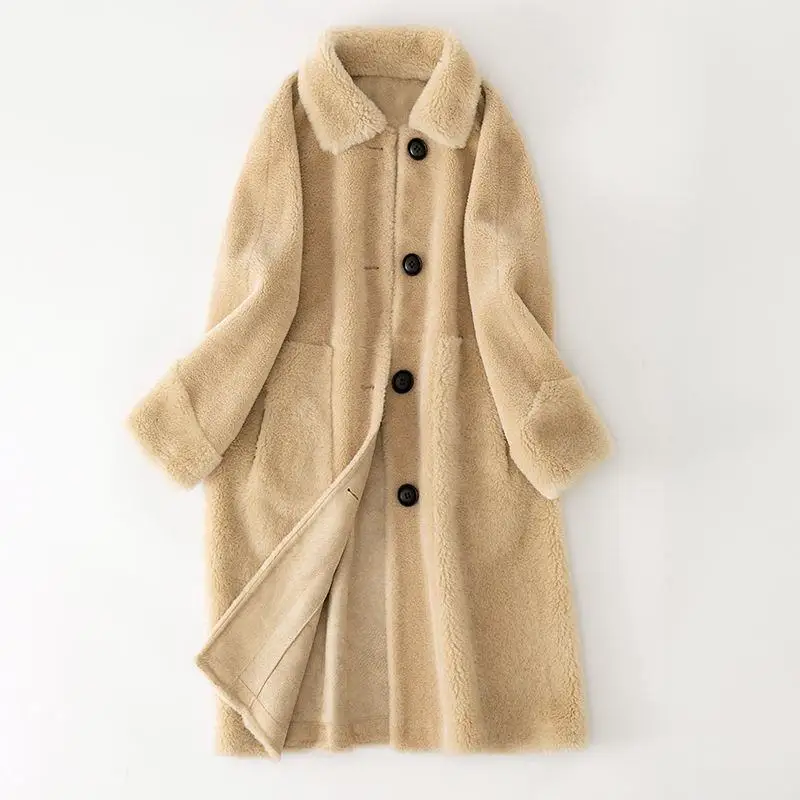 Женское пальто из овчины DUOUPA2019 осенне зимнее натуральной Женская куртка длинное