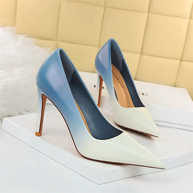 

Туфли-лодочки BIGTREE женские, туфли из искусственной кожи на высоком каблуке 9,5 см, туфли-лодочки с острым носком для вечеринки и ночного клуба,...