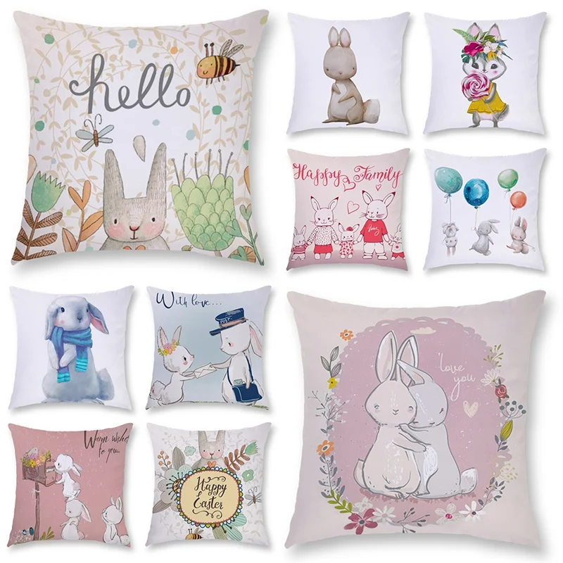 

Warm and Cute Cartoon Animal Print Pillowcase Cotton Linen Sofa Pillowcase Cushion Home Decoration Gifts