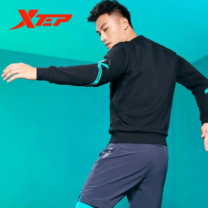 Xtep Fashion Solid Color Hoody Man Winter Thicken Capless Pullover Men's Round Collar Long Sleeve Sportwear 880129050011 | Спорт и
