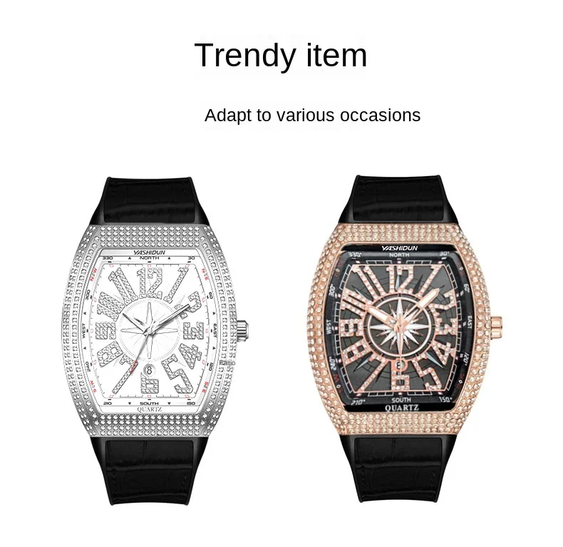 

Watch Men Creative Diamond Hip Hop Watches Skeleton Luxury Military Man Wrist Watch Montre Homme Women Watches