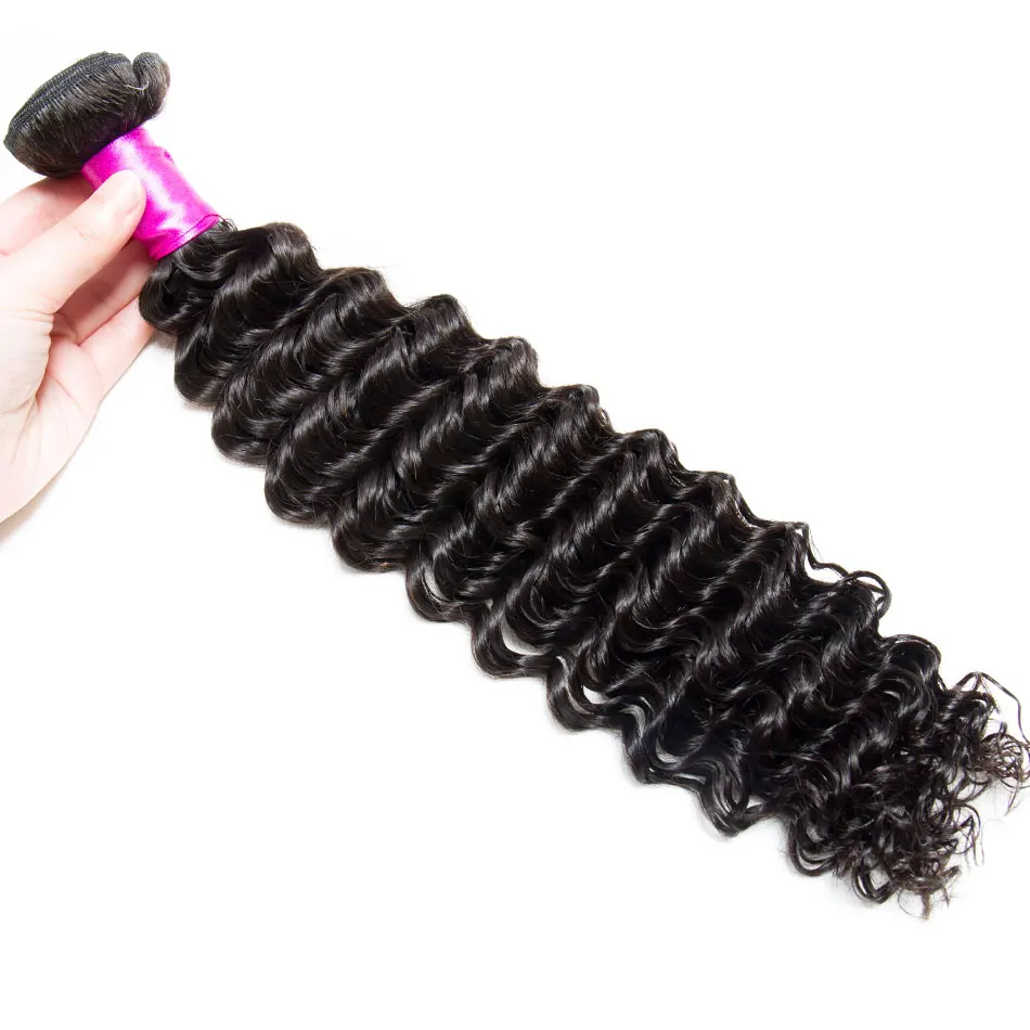 Alibele человеческие волосы глубокая волна пучки с закрытием Remy бразильские