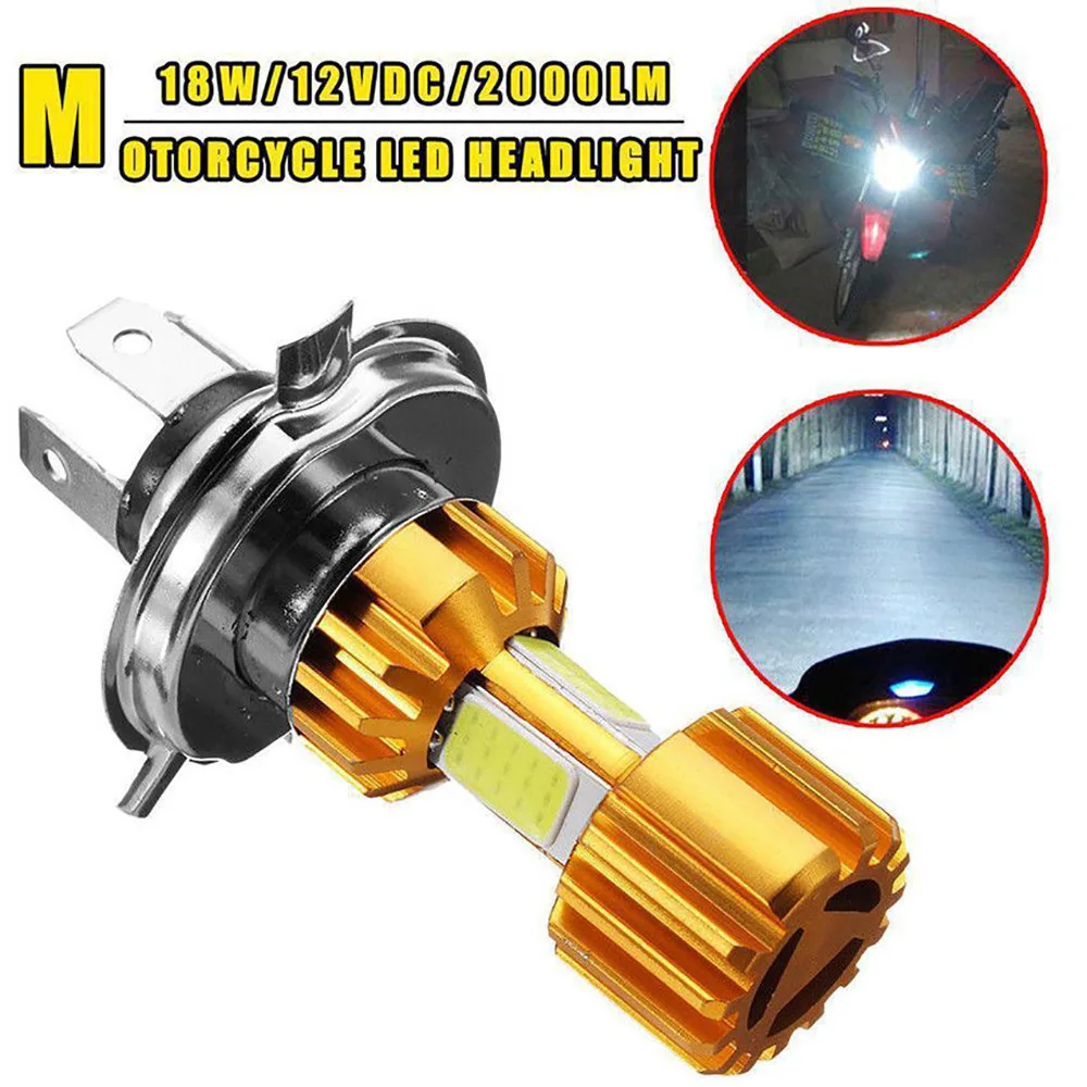 

New H4/P15D/BA20D 18W LED 3 COB Motorcycle Headlight Bulb 2000LM 6000K Hi/Lo Beam Light