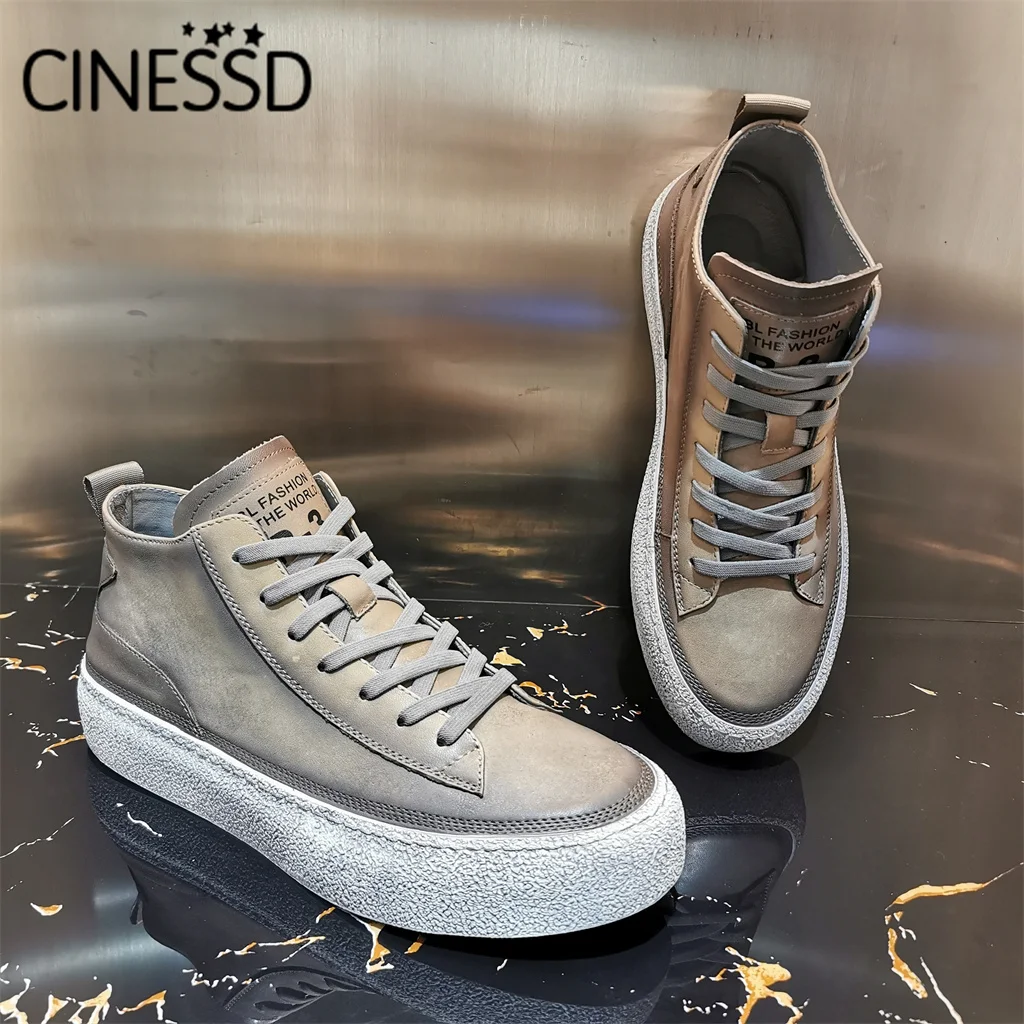 Мужские кроссовки на толстой подошве коричневые повседневные спецодежда 2021 |