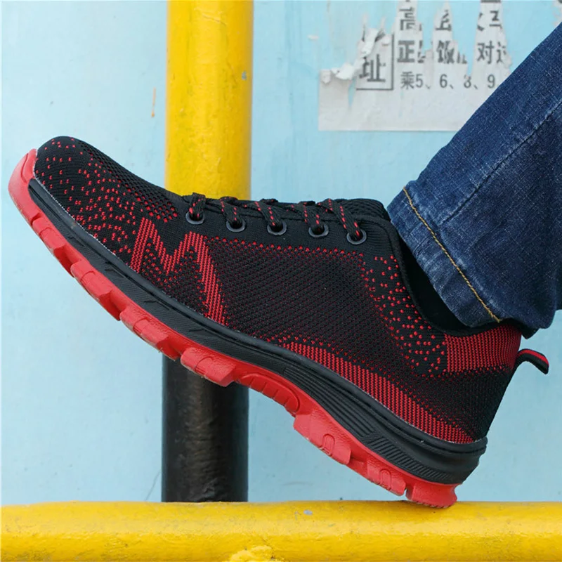 

Men Steel Nose Safety Work Shoes Protective boots Lightweight Breathable Reflective Sport style Casual Sneaker Prevent piercing