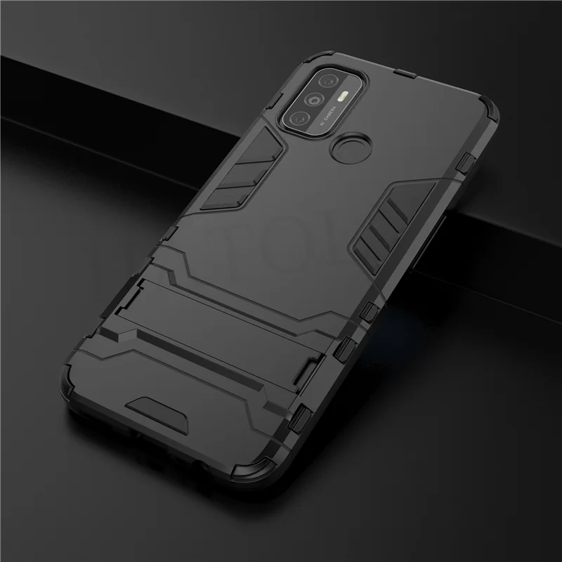 for oppo a53 a32 case cover a52 a72 a92s a12 a31 tpu bumper robot holder stand shockproof armor phone back case for oppo a53 a32 free global shipping