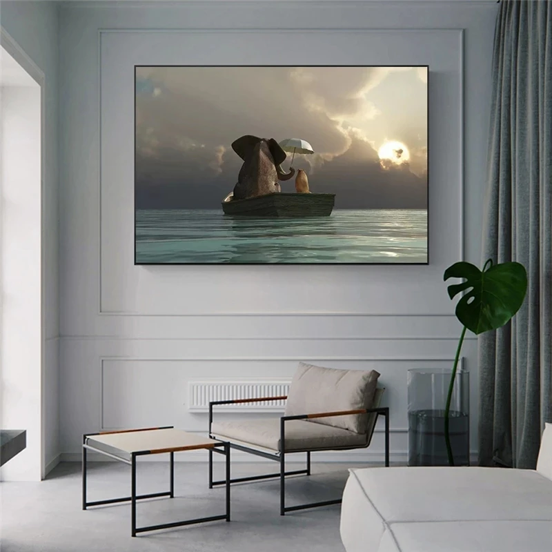 Картина на холсте Маленький слон 4 шт. | Дом и сад