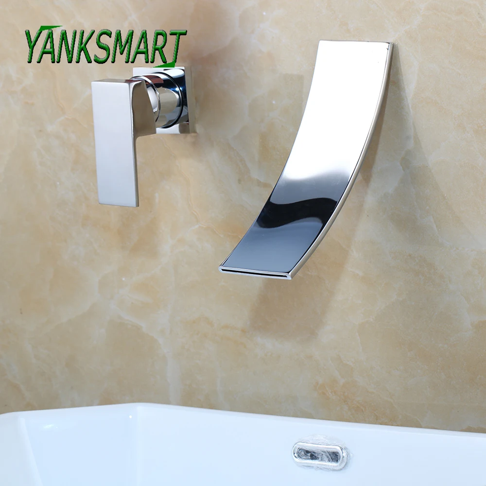 

YANKSMART Chrome Polished Bathroom Bathtub Basin Sink Faucet Single Handle Wall Mounted Faucets Cold And Hot Mixer Water Tap
