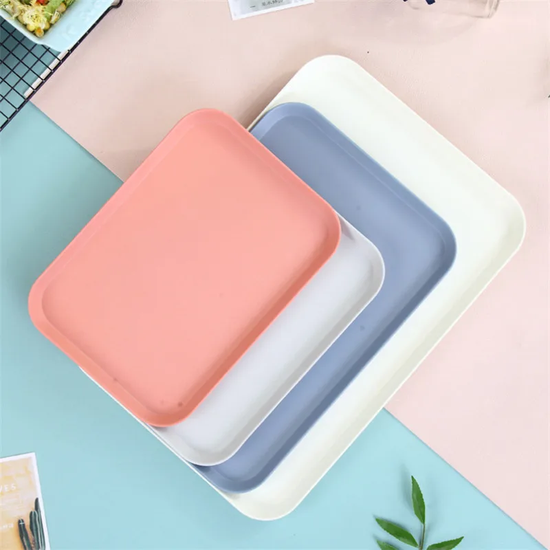 1 pcs Rectangle Fruit Bamboo Fiber Plates Storage Tray Family Dessert Dish Snack Dish Party Home Maintenance Tray Plate petisco