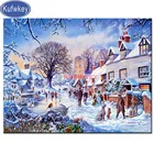 Алмазная живопись, зимний Снежный пейзаж, 5d алмазная живопись сделай сам, квадратная круглая мозаика, вышивка крестиком для настенных картин,