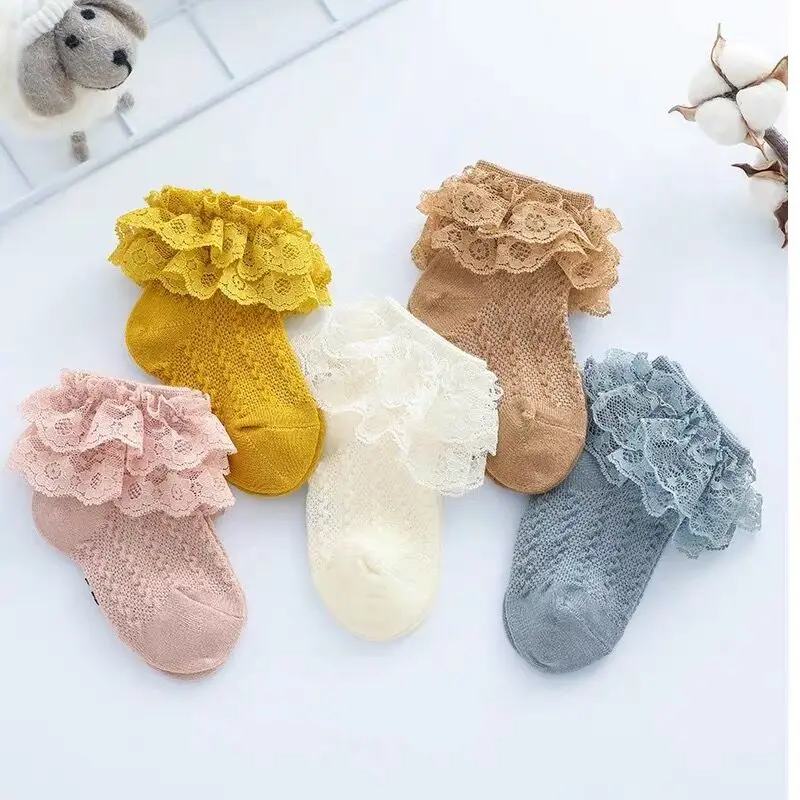 

2020 Baby Stuff Kids Baby Girl Frilly Warm Lace Tutu Socks Infant Newborn Toddler Lace Ruffled Solid Ankle Socks