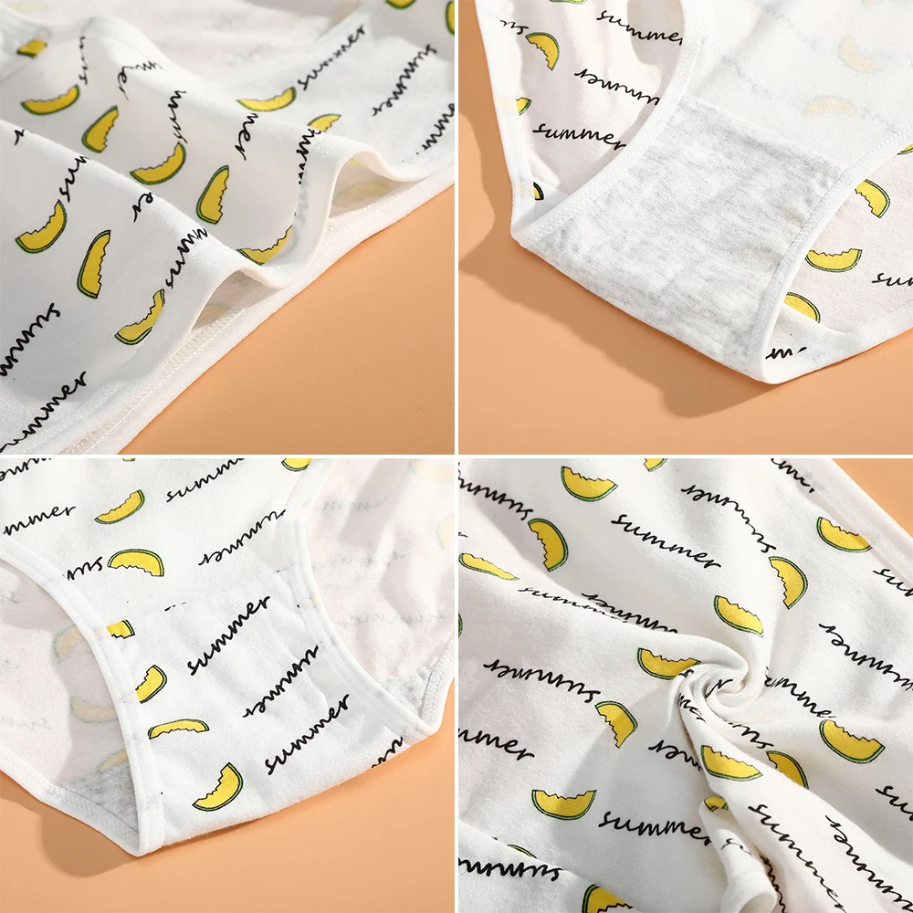 

AIJOLEN White Avocado Panties Cotton Cute Women's Underwear Cartoon Soft Breathable Briefs Printed Letter Underpants for Women