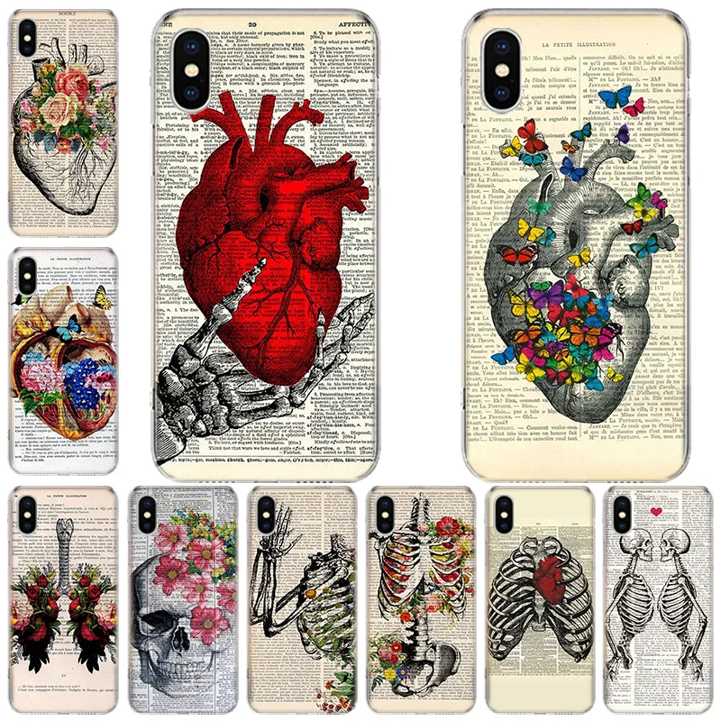 

Human anatomy organ newspaper Phone Case For Apple Iphone 12 Mini 14 13 Pro Max 11 X XS XR 8 7 6 6S Plus SE 2020 5 5S Cover Shel