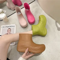 avocado color rain boots show thin chimney boots color single boots short boots water shoes tide waterproof rain shoes