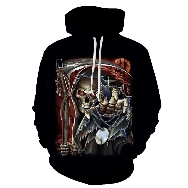 

Мужской тренировочный костюм с 3D-принтом черепа, черная уличная одежда в стиле Харадзюку, хип-хоп толстовки с капюшоном