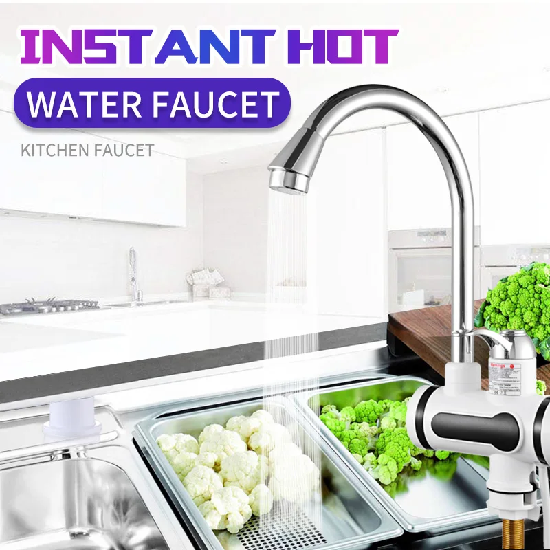 

Water Heater 220V Kitchen Faucet EU Plug Electric Water Heater 3000W Digital Display For Country House
