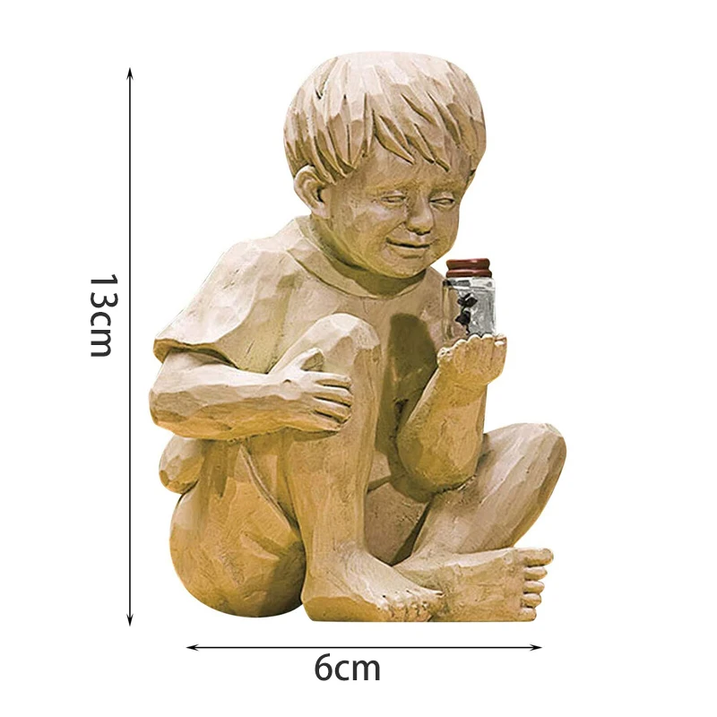 Children Statue Garden Ornament Decorative Solar Lighted Resin Craft Boy Girl Sculpture Landscaping Lawns Yard Pond Decor | Дом и сад