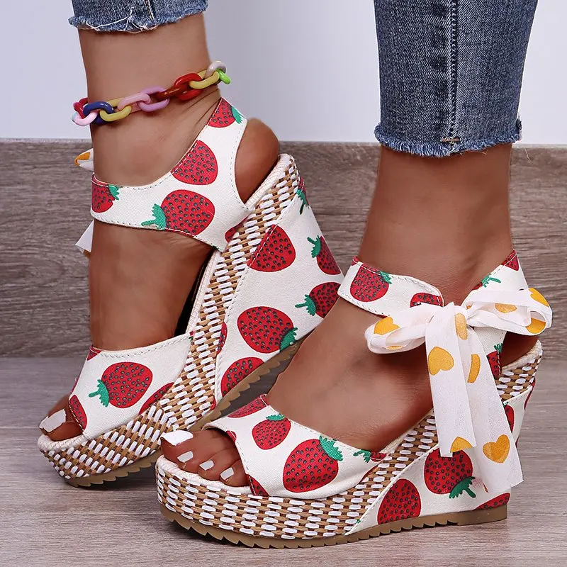 

Women Summer sandals Lace-Up Thick Bottom Wedges Beach Open Toe Breathable Casual Buckle Strap Beach Roman Sandals Shoes