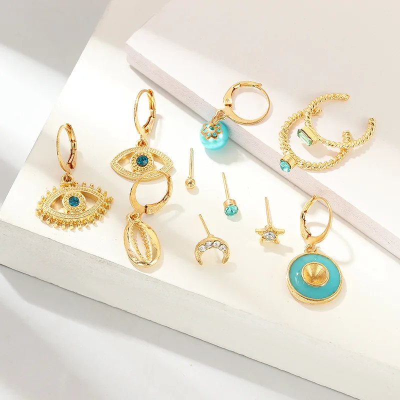2020 Новый 11 шт./компл. Турецкий Дурной глаз свисающие серьги для женщин в богемном