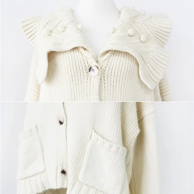 

Mazefeng New 2020 Winter Women's Sweaters Single Breasted Casual Turn-down Collar Knitted Cardigans Women Pockets Tops One Size