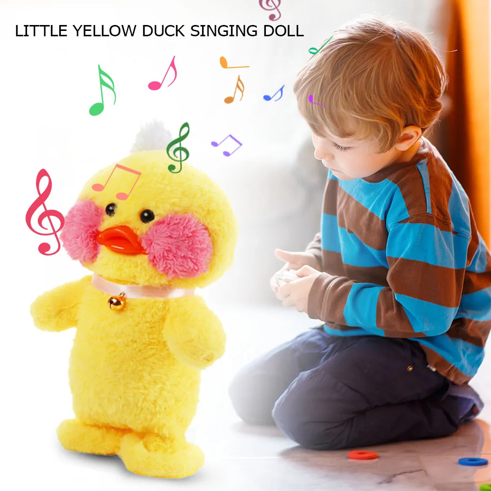 Игрушка пазл Детская электрическая плюшевая милая кукла утка говорящая ходячая