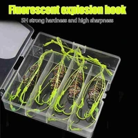 4pcs fluorescent explosion fishing hooks spring lure anti hanging end throw rod hooks trap feeder drum baits cage fishing tackle