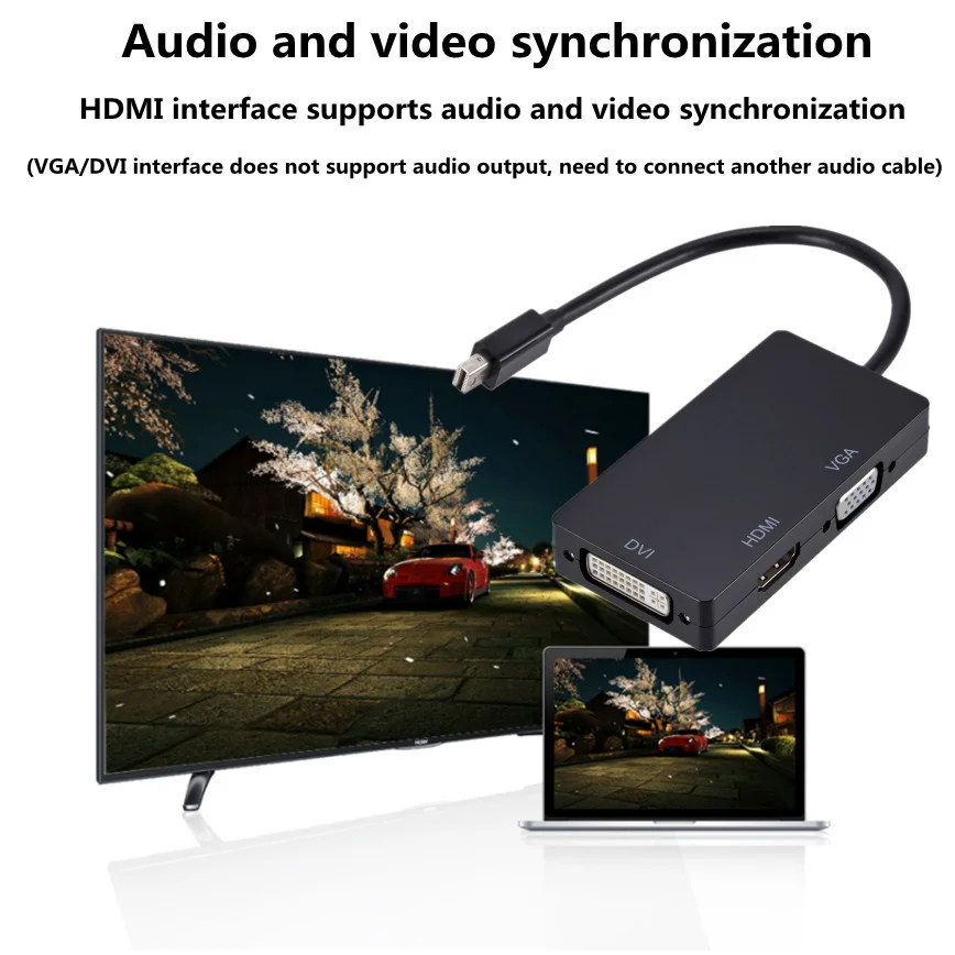 3 в 1 переходник для порта дисплея Thunderbolt Mini DP папа-HDMI DVI VGA мама | Электроника