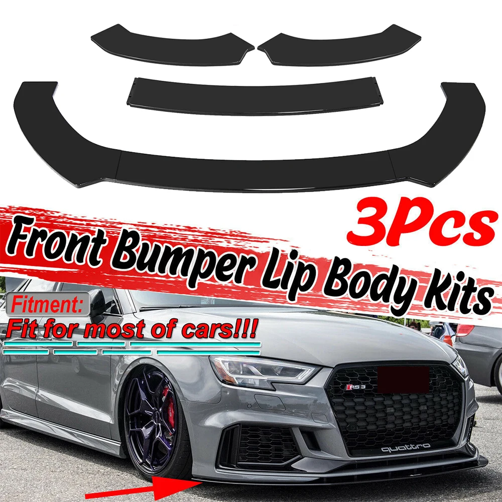 3pcs Universal Car Front Bumper Lip Body Kit Spoiler Splitter Diffuser For Benz For BMW For Audi A3 A4 A5 A6 A7 A7 A8 Q3 Q5 Q7