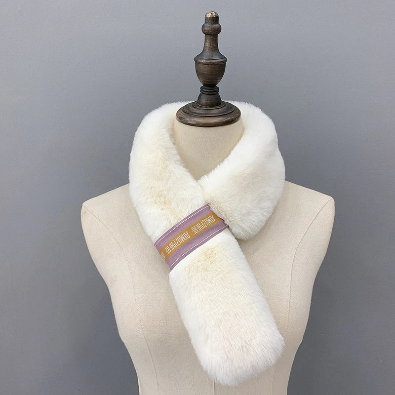 Модный зимний меховой воротник шарф толстый плюшевый теплый женский шейный из