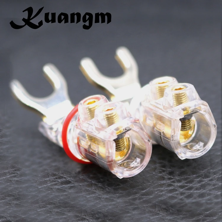 Hi-end Pure Red Copper Y shape Speaker Audio Jack Plugs screwing Banana Plug Connector Connectors | Электроника