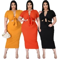 l 5xl plus size skirt set two piece set women summer solid short sleeved t shirt slim mid length skirt sexy office lady female