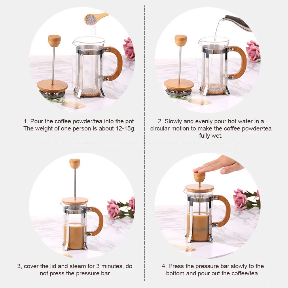 Французский кофе горшок термостойкий фильтр 350 мл деревянная крышка французский