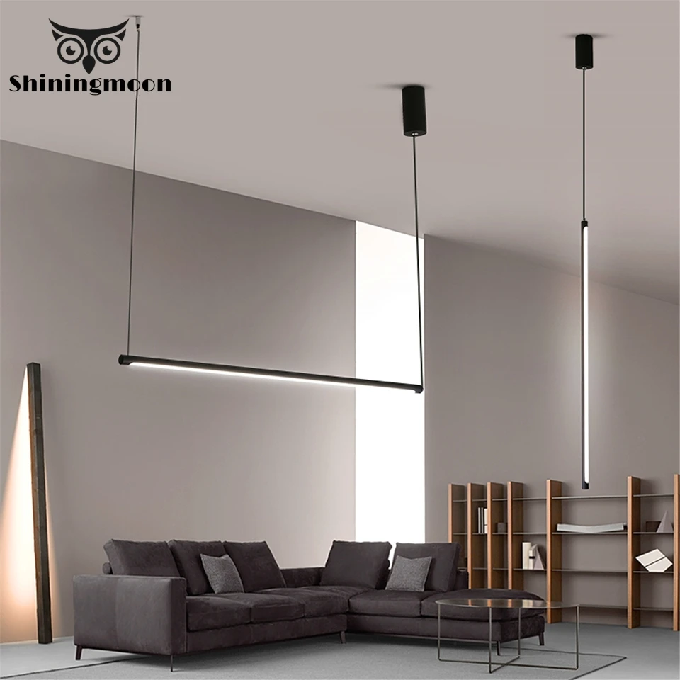 Длинная трубчатая Подвесная лампа светодиодный светильник с регулируемой