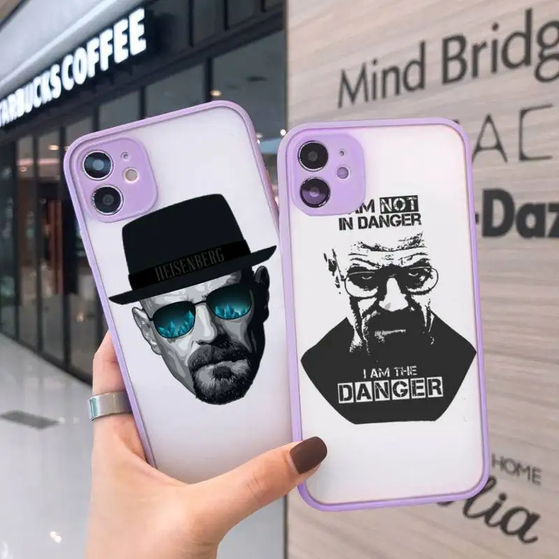 

Heisenberg breaking bad Phone Case For iPhone 12 11 Mini Pro XR XS Max 7 8 Plus X Matte transparent Purple Back Cover