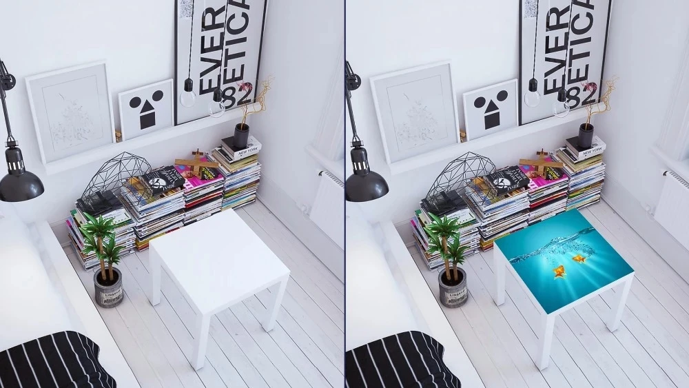 

Наклейка для стола самоклеющиеся DIY ремонт росписи Водонепроницаемый Печать на холсте, золотая рыбка изображение Новый домашних животных Д...