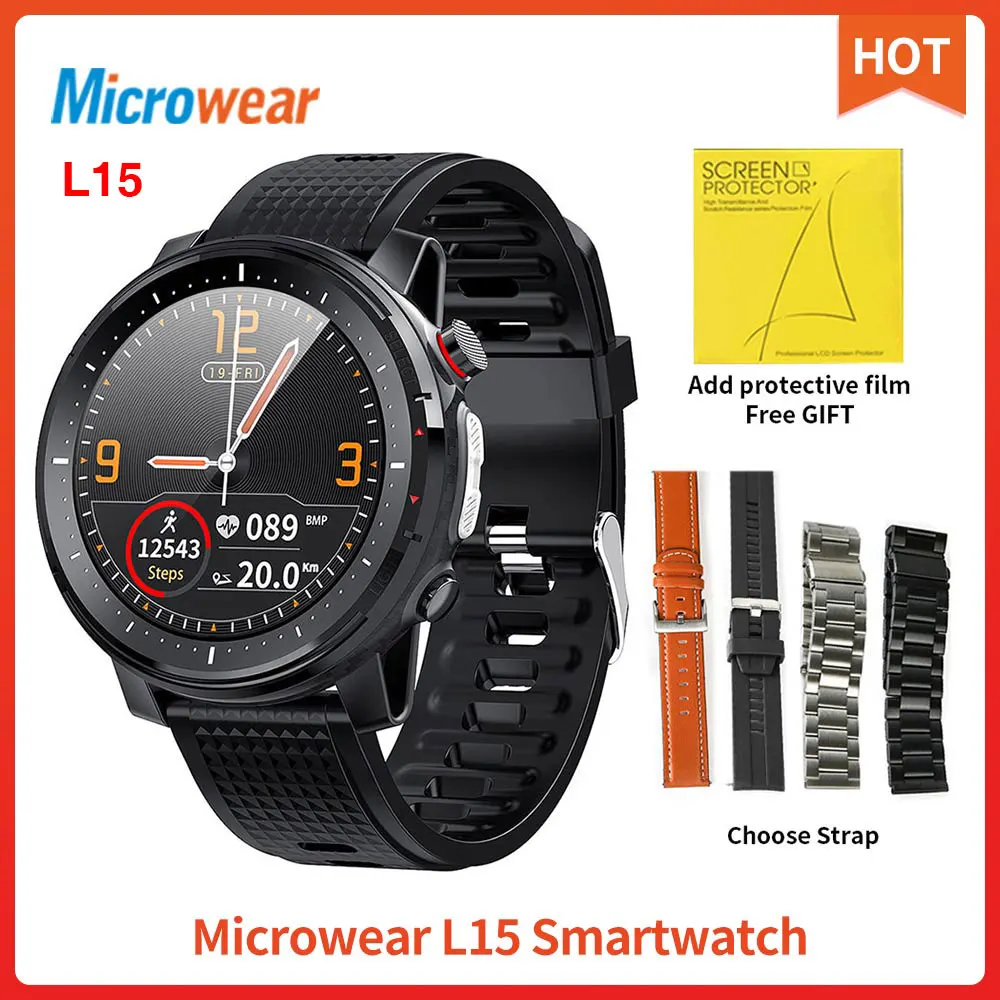 Смарт часы Microwear L15 мужские IP68 ЭКГ ФПГ артериальное давление