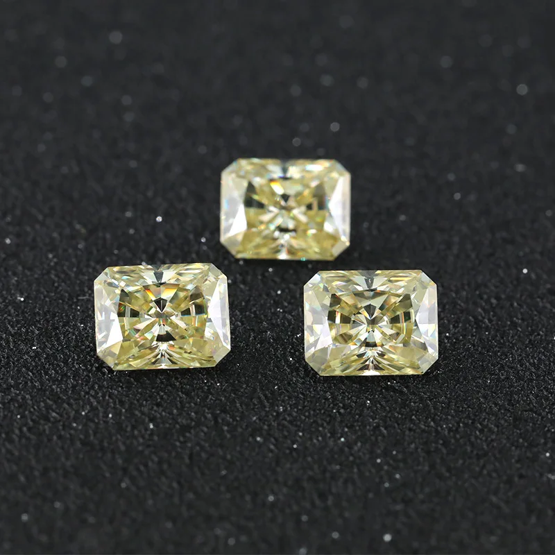 light yellow DVVS Color Moissanites Diamond 1ct-6ct Emerald Cut Moissanites Loose Gemstone for Jewelry Making