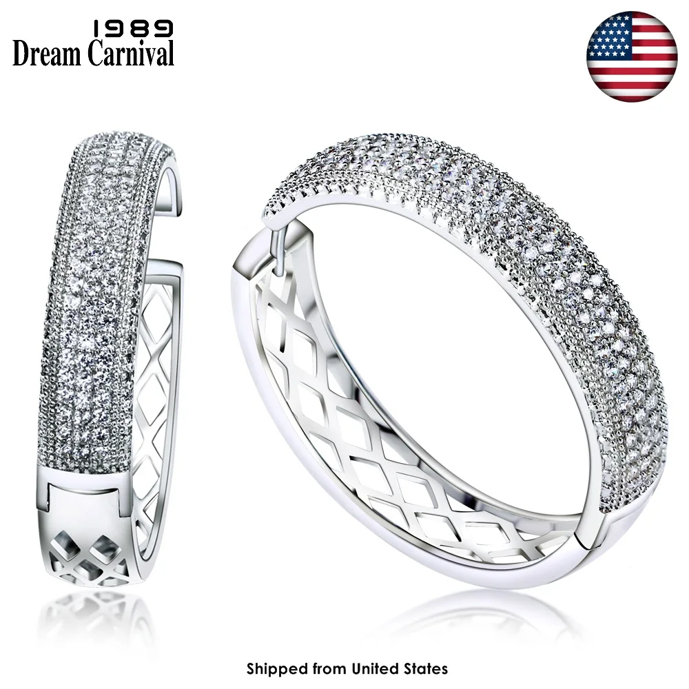 США склад сток распродажа элегантные циркониевые серьги-кольца родиевый цвет женские свадебные вечерние должны иметь SE23883-WR