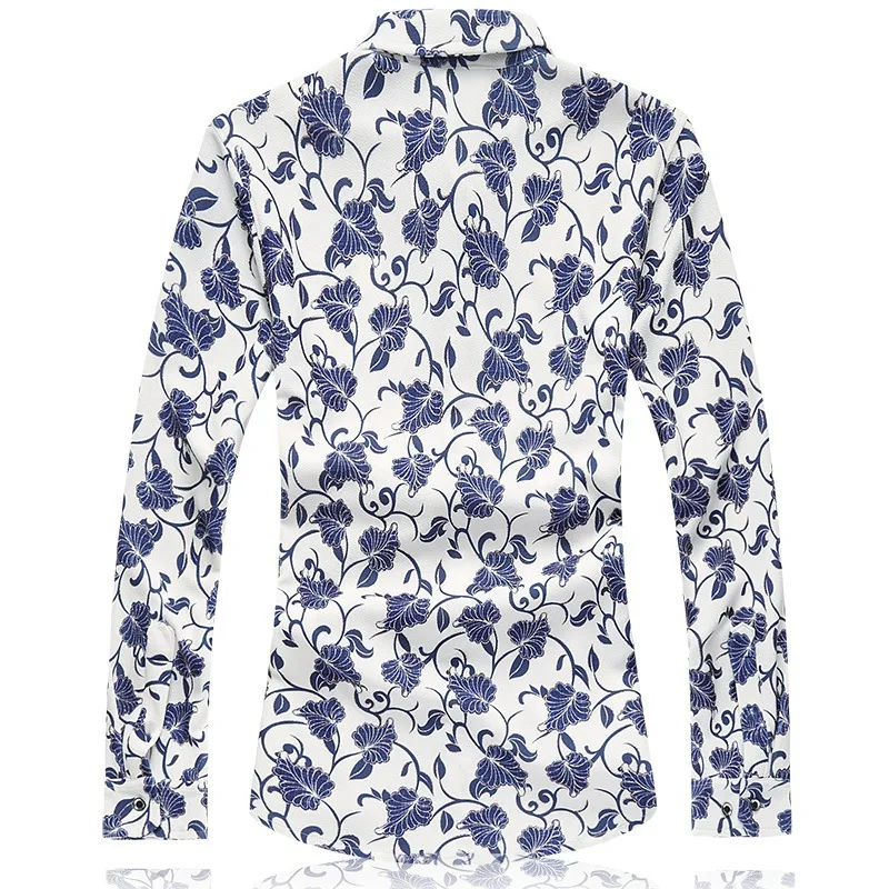 Мужская стрейчевая рубашка с длинным рукавом Размер 6XL/5XL/7XL | одежда