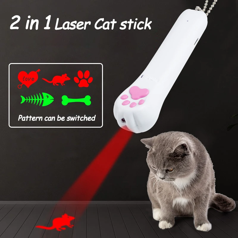 

Проекционная игрушка для кошек с USB-зарядкой, Интерактивная кошачья Лазерная Игрушка с несколькими узорами, забавная лапка для кошки с инфр...