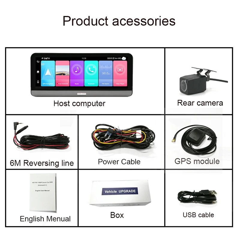 Android 8.1 ADAS 8&quot car Rear view dash cam Mirror camerar Parking monitoring dvr 1080P 4G GPS navigation Car auto Video Recorder - купить