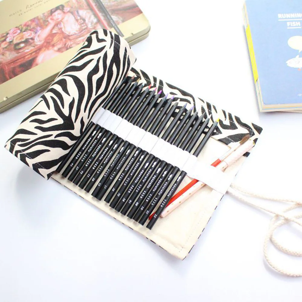 

Creative Zebra Roll Pencil Case Big 36/48/72 Holes Penal School Pencilcase for Girls Boys Pen Bag Large Cartridge Stationery Kit